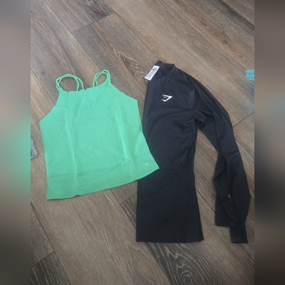 Gymshark Tops - Gym Shark Green Tank Top and Black Long Sleeve Shirt Bundle Of 2  Size M